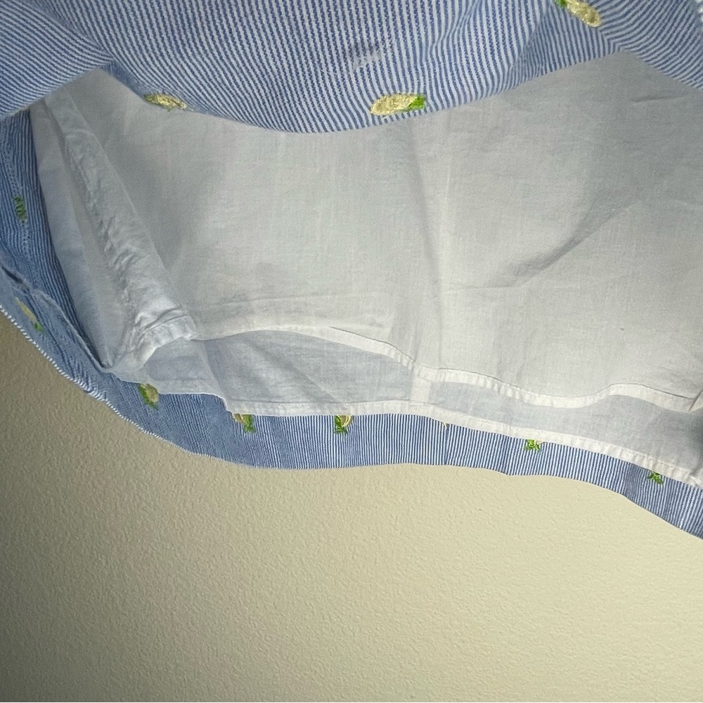 Lilly Pulitzer Lemon Embroidered Seersucker Blue Yellow Skirt - Picture 5 of 7